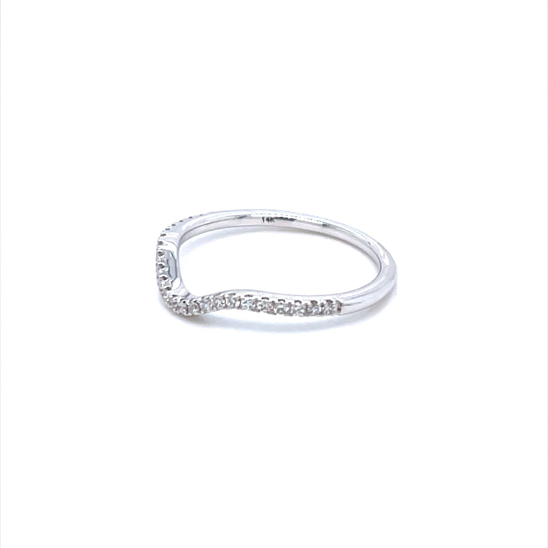 14K White Gold Diamond Contour Wedding Band