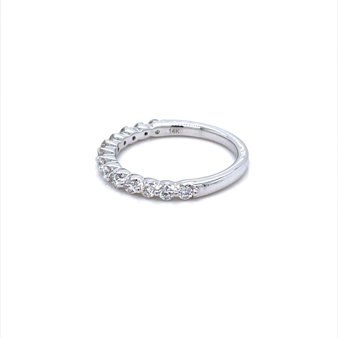14K White Gold Single Shared Prong Diamond Wedding Ring