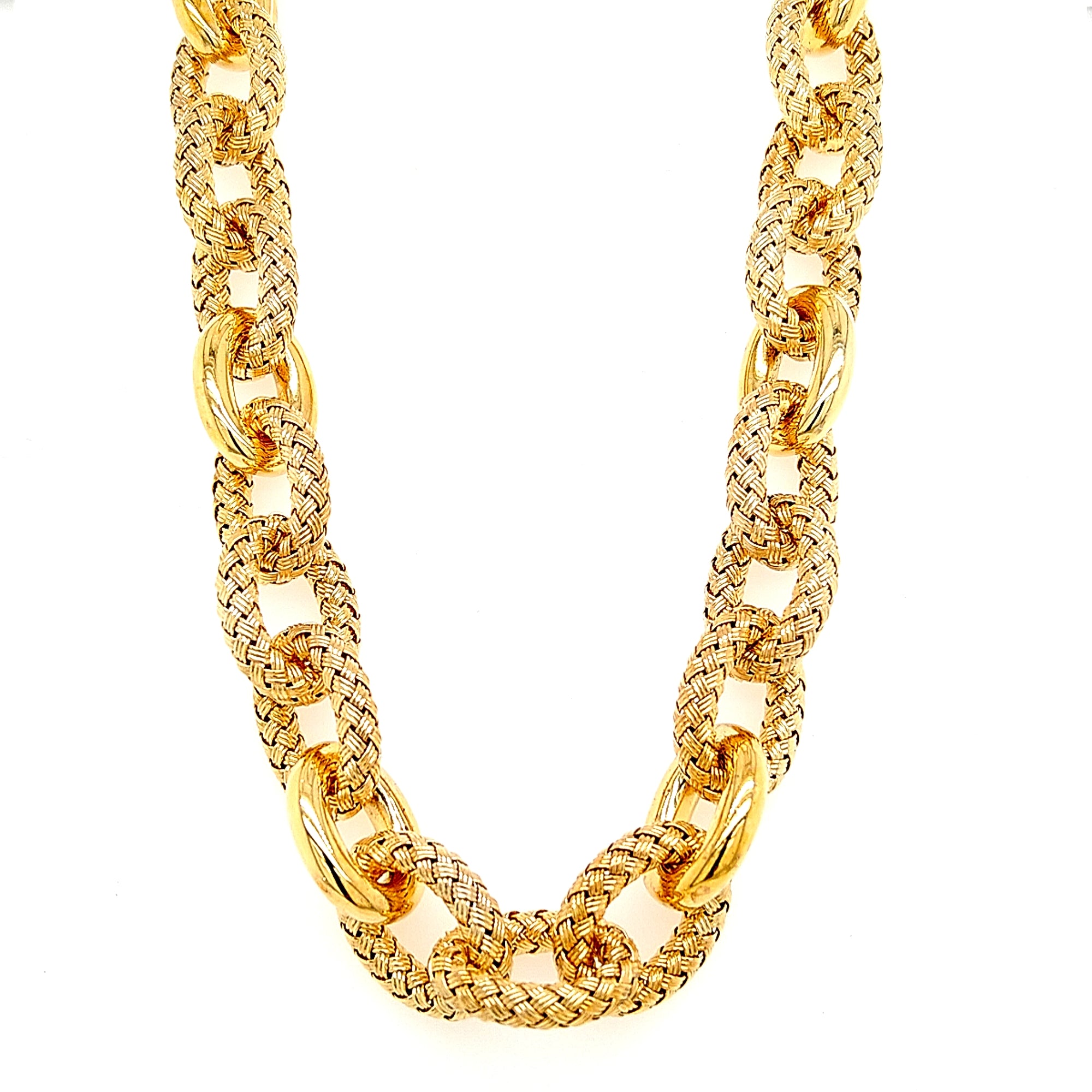 Sterling Silver 18K Gold Plated Woven Link Necklace