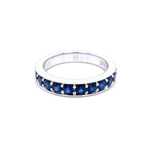 14K White Gold Sapphire Channel Style Prong Set Ring