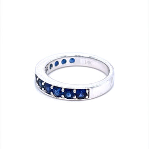 14K White Gold Sapphire Channel Style Prong Set Ring