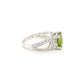 14K White Gold Oval Peridot & Split Shank Diamond Ring