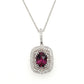 14K White Gold Rhodolite Garnet & Diamond Vintage Inspired Necklace