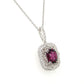 14K White Gold Rhodolite Garnet & Diamond Vintage Inspired Necklace