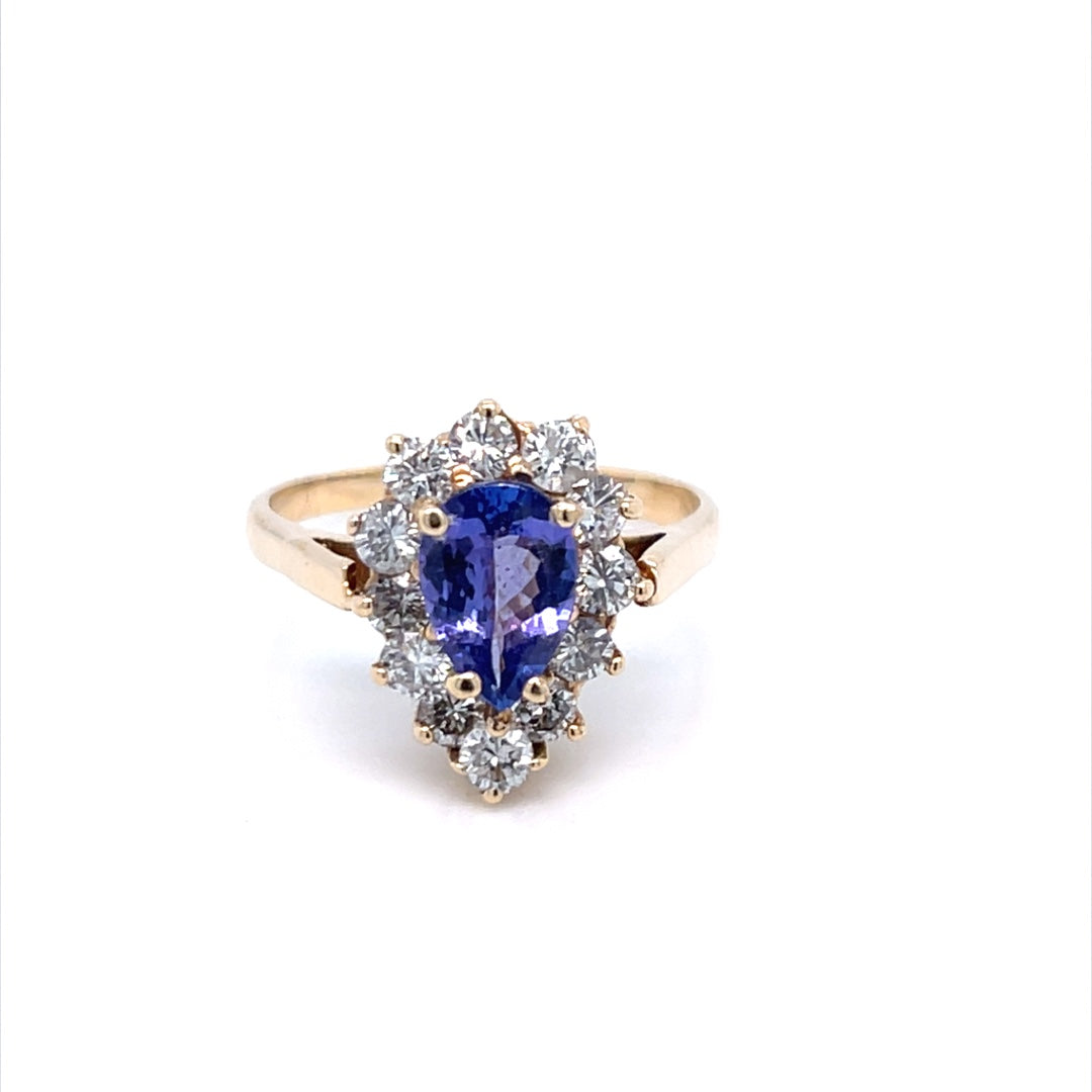 14K Yellow Gold Tanzanite & Diamond Cocktail Ring