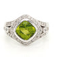 14K White Gold Bezel Set Peridot & Diamond Ring