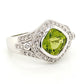 14K White Gold Bezel Set Peridot & Diamond Ring