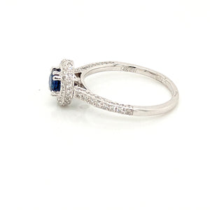 14K White Gold Diamond And Sapphire Ring