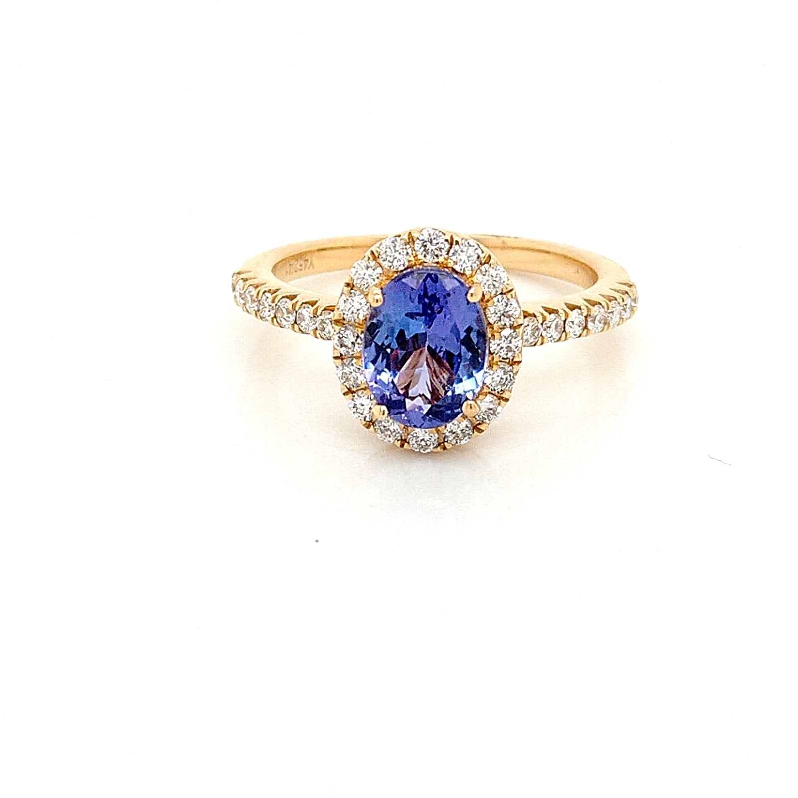 14K Yellow Gold Oval Tanzanite & Diamond Halo Ring