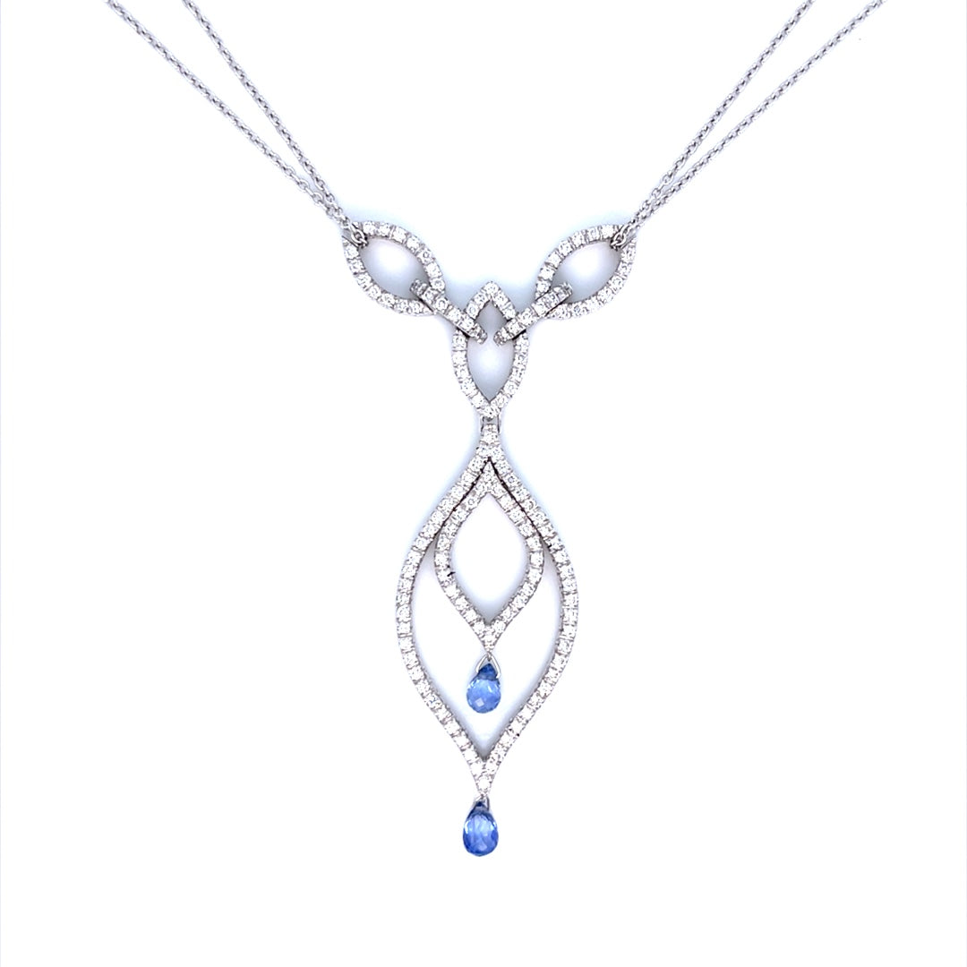 Sapphire Diamond Necklace / Statement Jewelry/ Statement Necklace