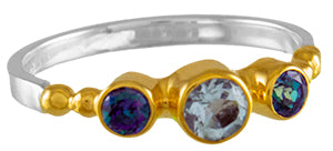 Sterling Silver & 22K Gold Vermeil Three Stone Ring