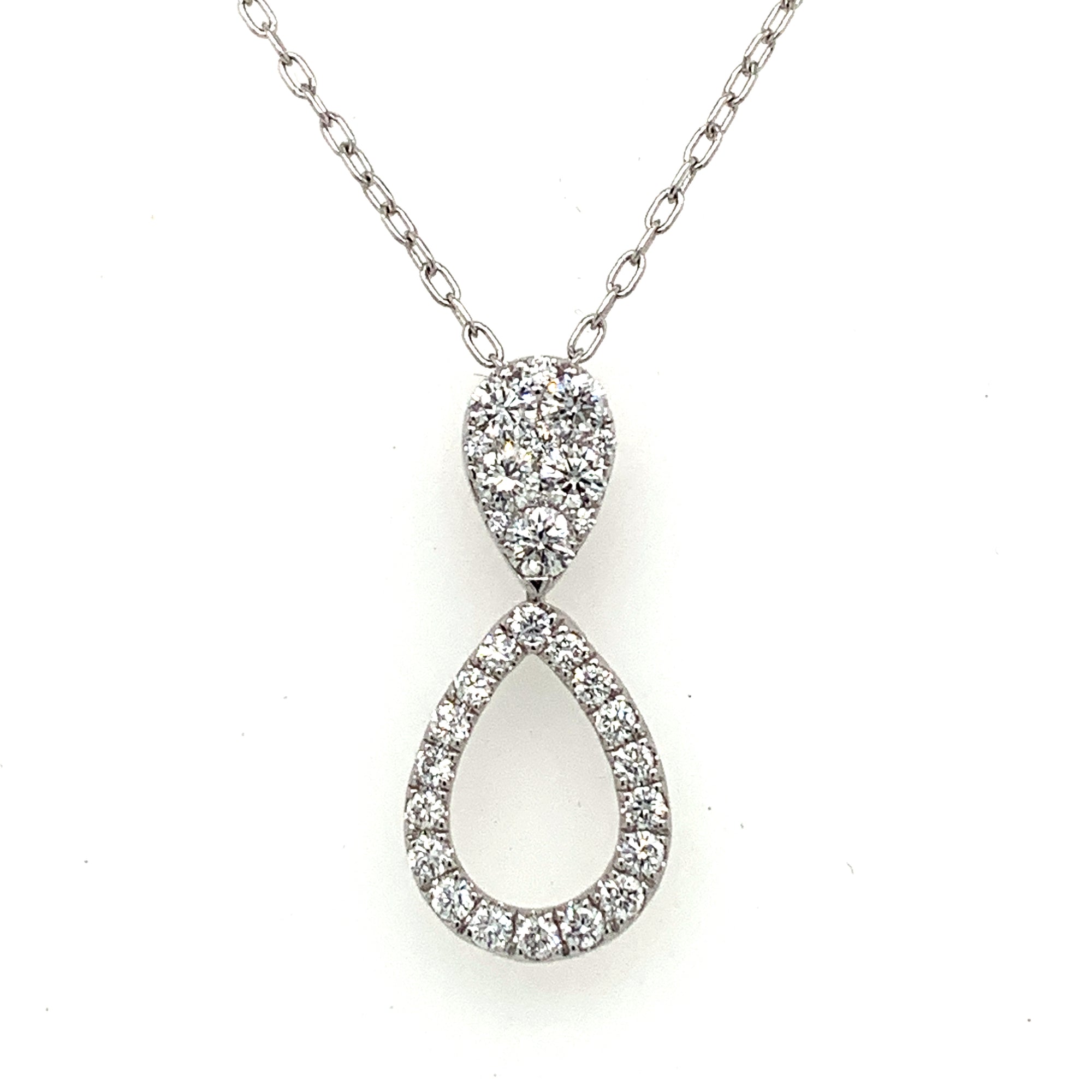 18K White Gold Convertible Pear Shape Diamond Necklace