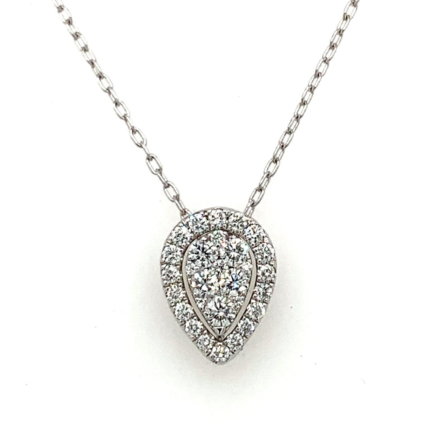 18K White Gold Convertible Pear Shape Diamond Necklace