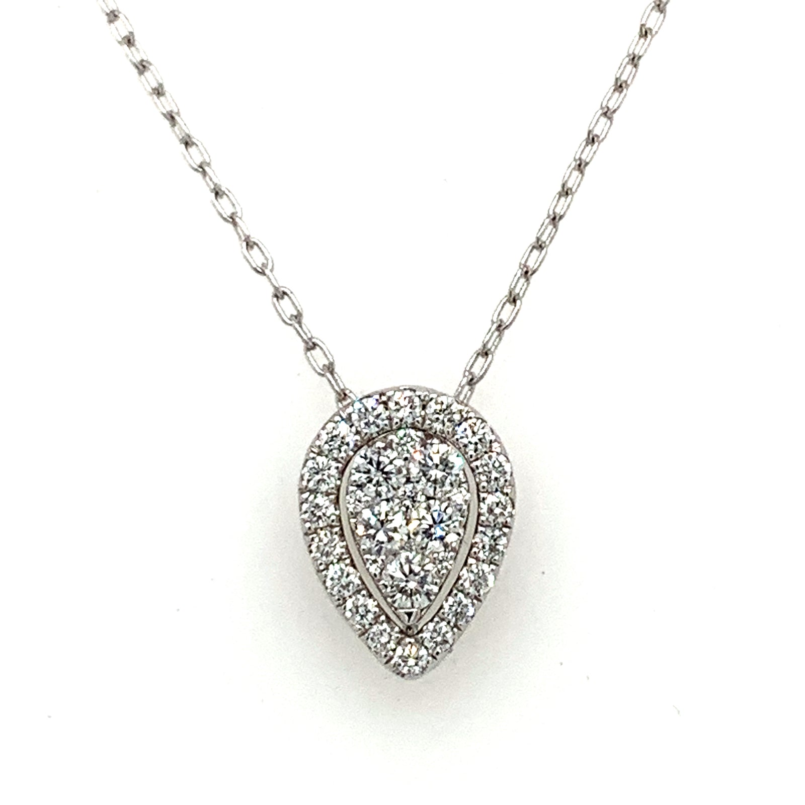 18K White Gold Convertible Pear Shape Diamond Necklace