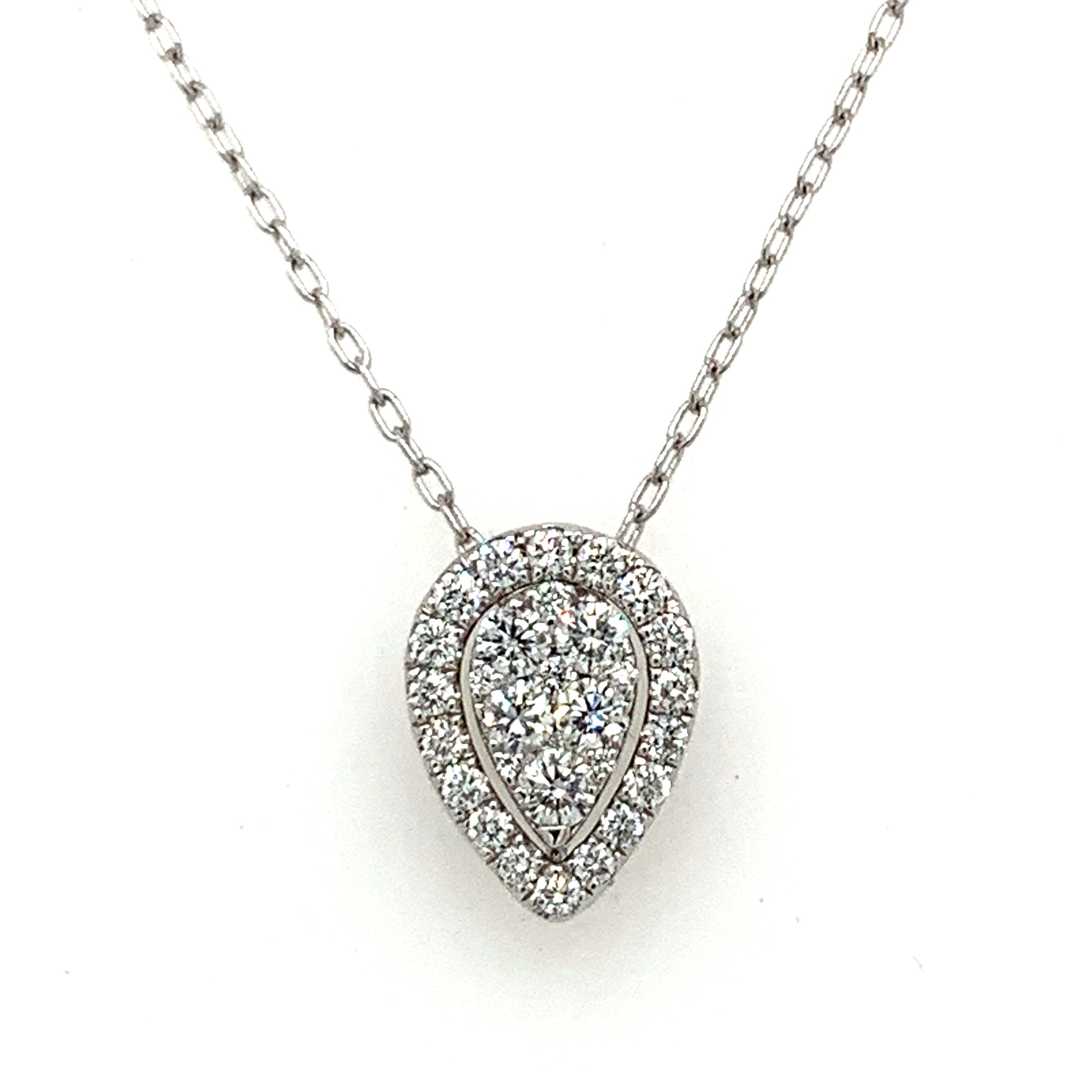 18K White Gold Convertible Pear Shape Diamond Necklace