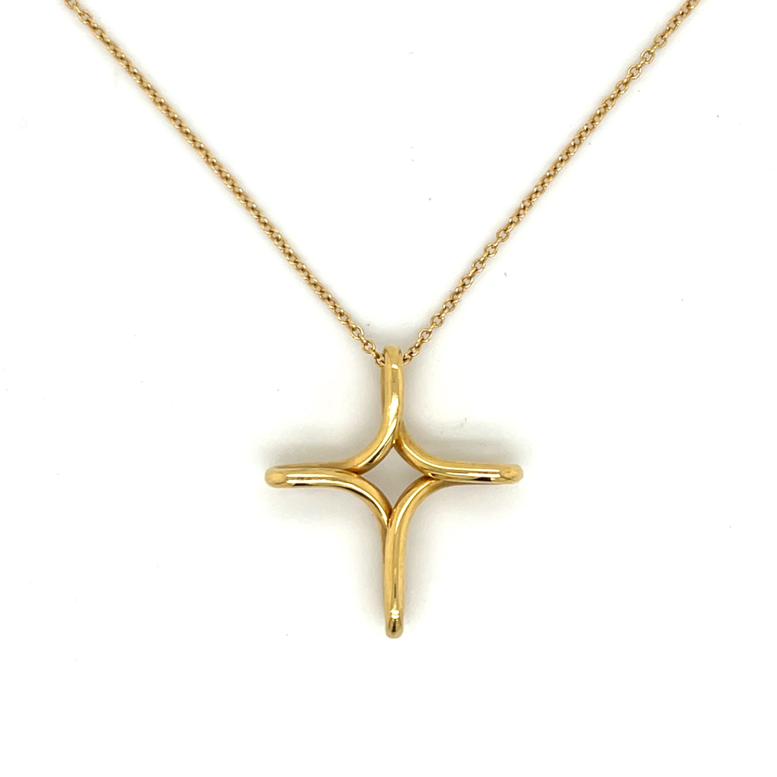 18K Yellow Gold Tiffany Infinity Cross Necklace