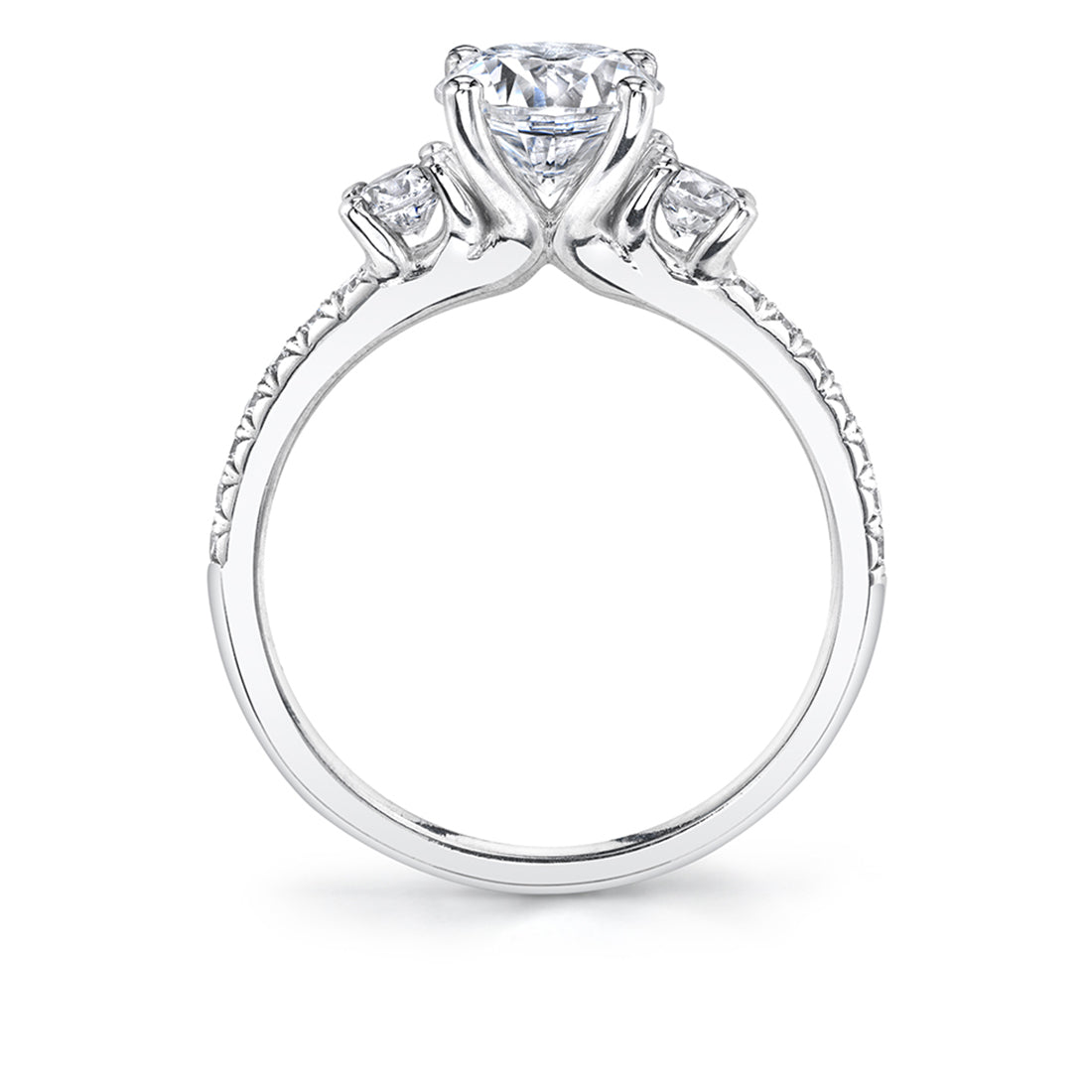 Sylvie 14K White Gold "Amore" Three Stone Diamond Engagement Ring