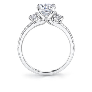 Sylvie 14K White Gold "Amore" Three Stone Diamond Engagement Ring