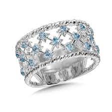 Colore Sterling Silver Wide Blue Topaz Ring