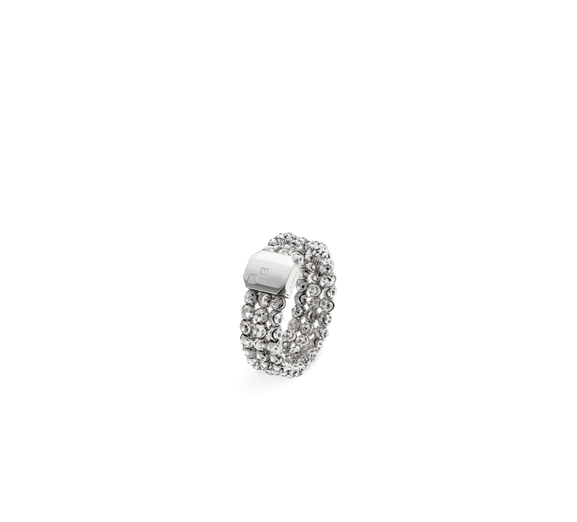 Officina Bernardi Sterling Silver Moon Cut 3 Row Ring