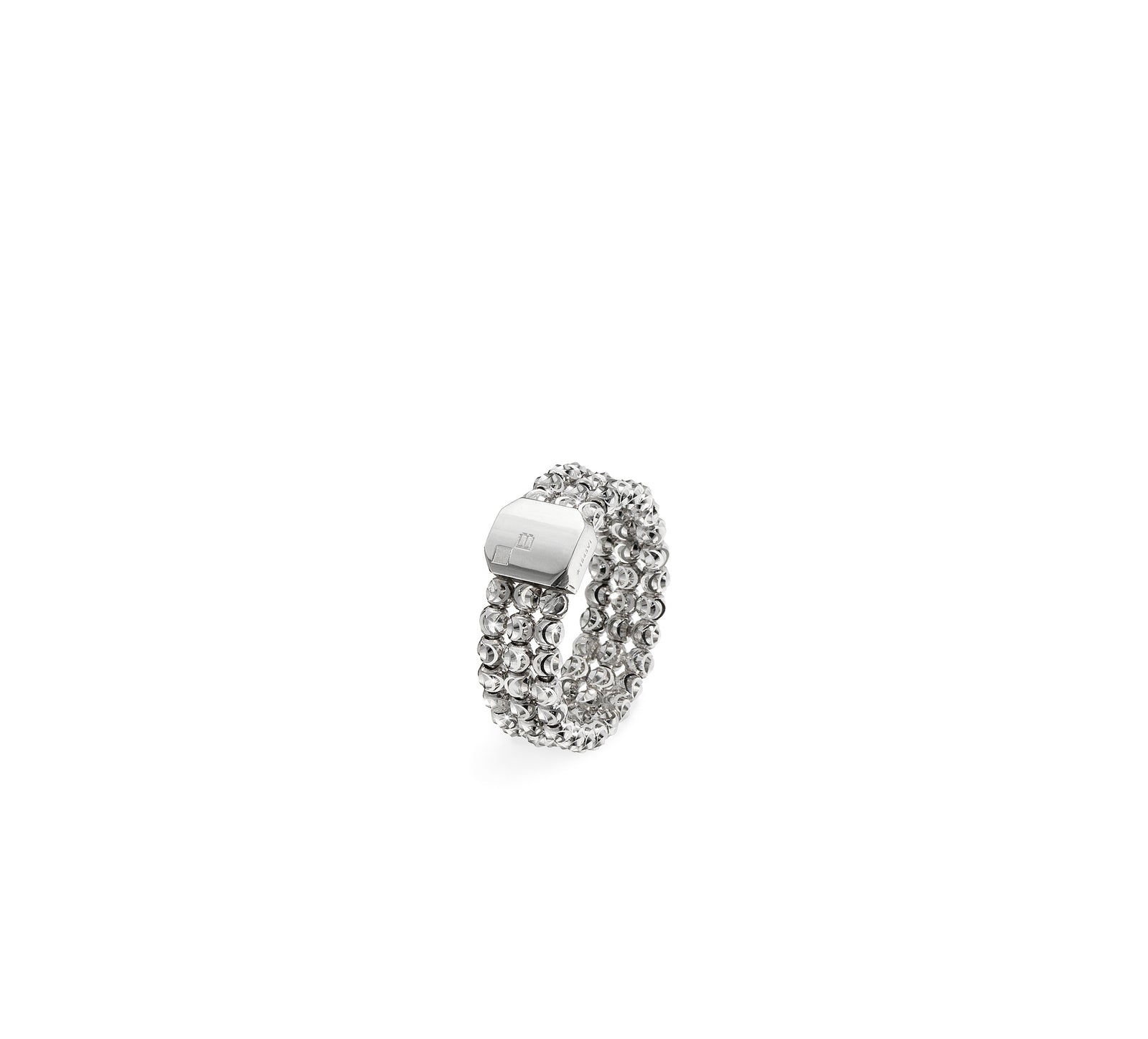 Officina Bernardi Sterling Silver Moon Cut 3 Row Ring
