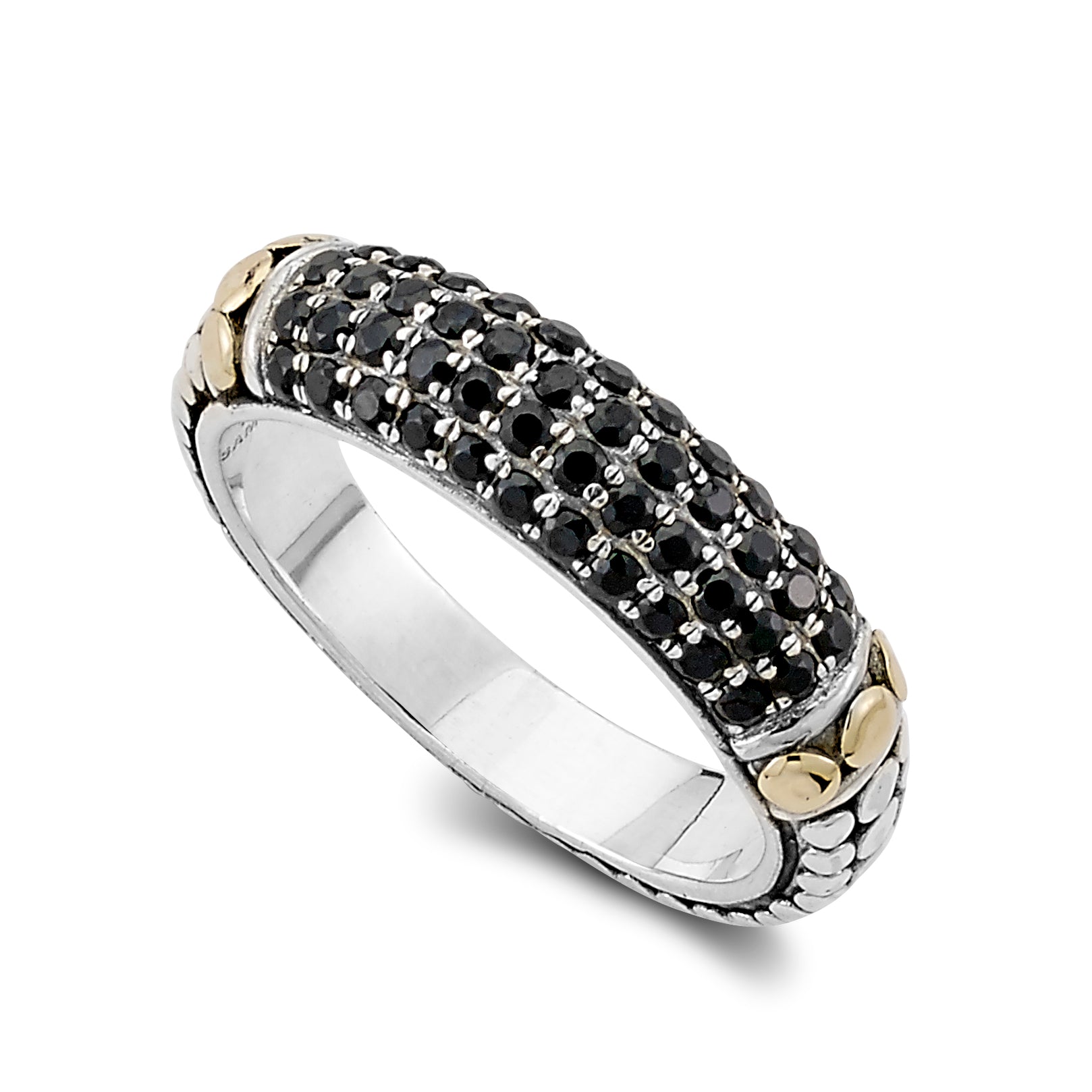 Samuel B. Sterling Silver & 18K Yellow Gold Accent with Black Spinel Pave Ring
