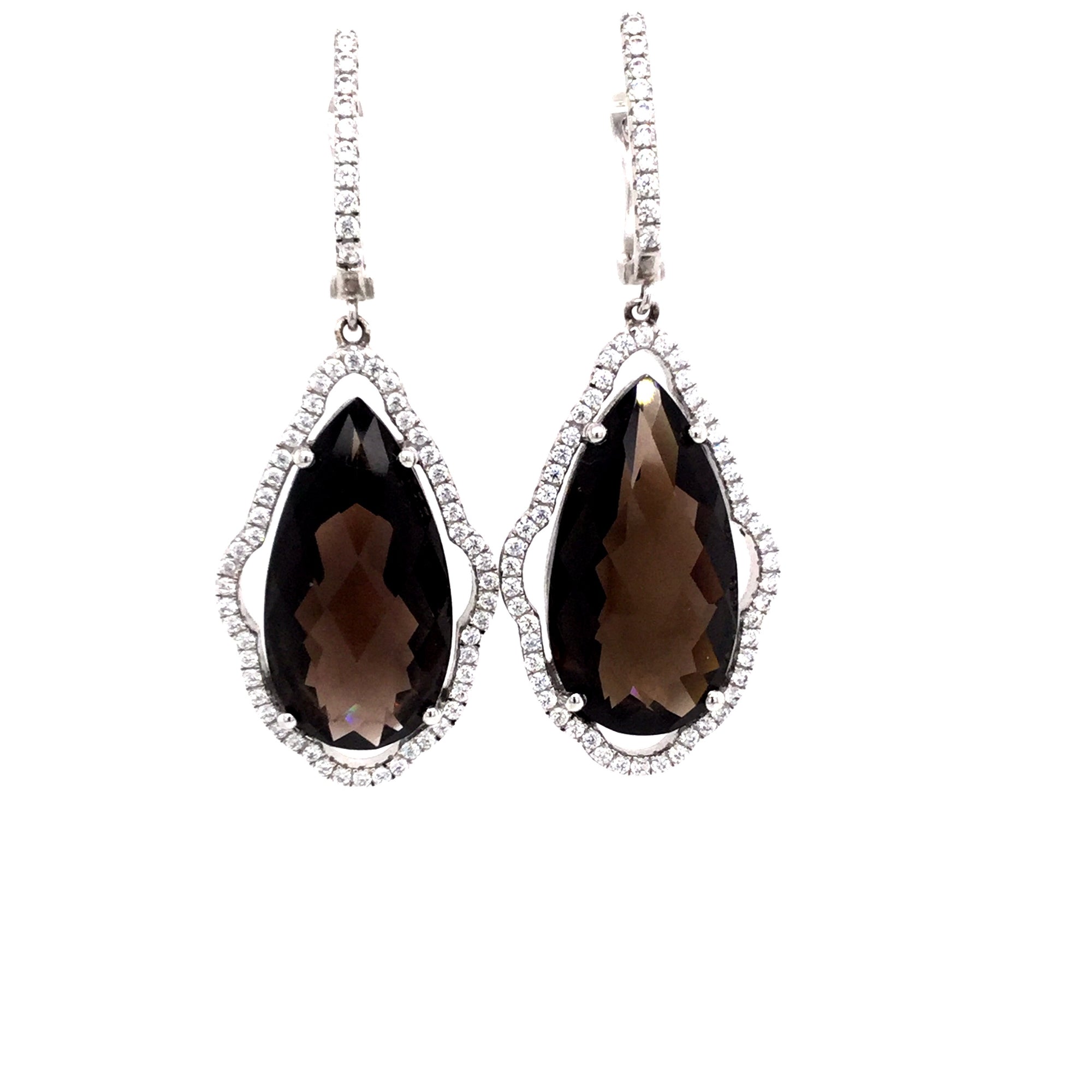 Sterling Silver Rhodium Plated Chandelier Earrings With Swarovski Crystals