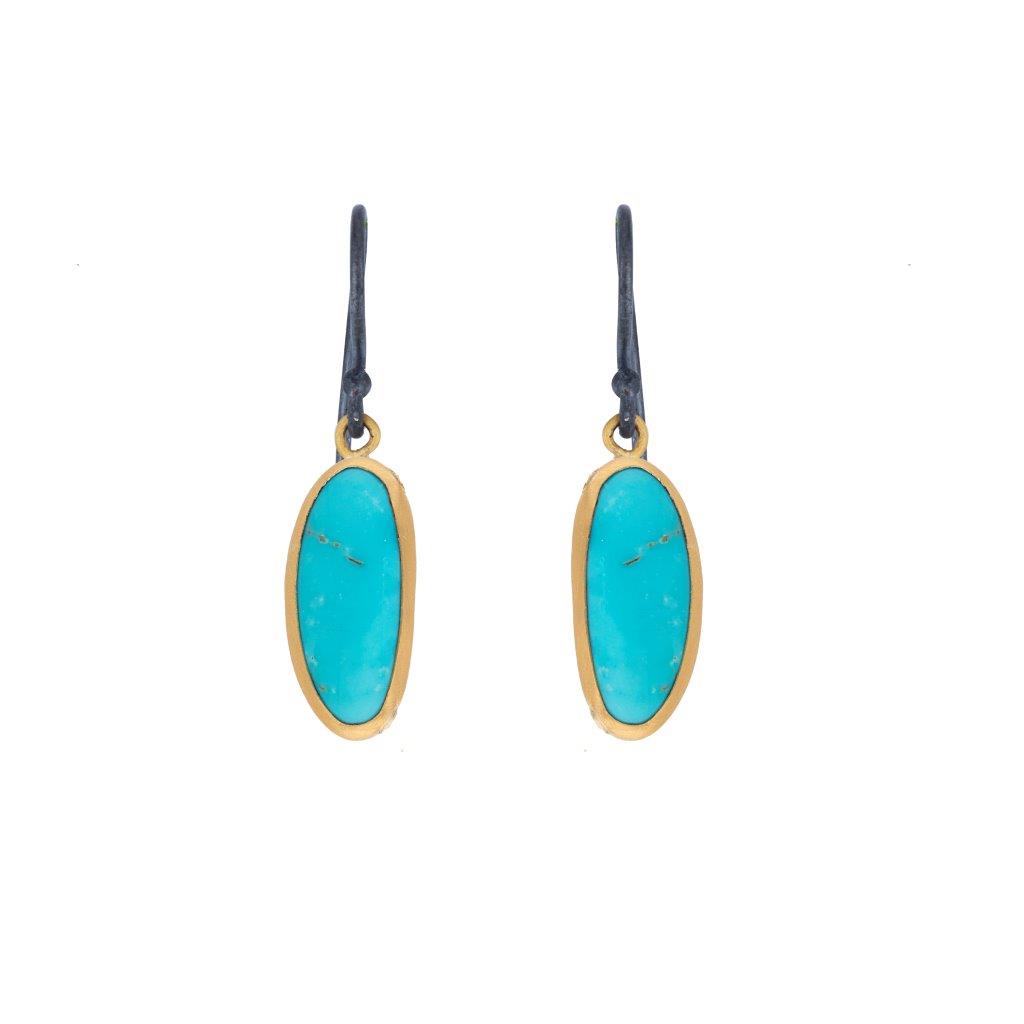 Lika Behar 24K Yellow Gold & Oxidized Sterling Silver Kingman Turquoise Drop Earrings
