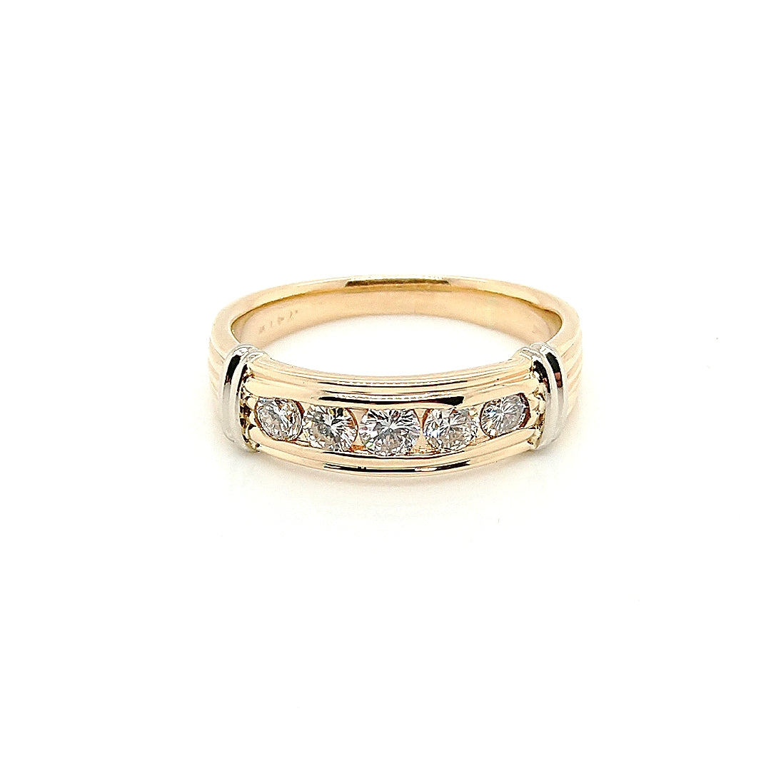 14K Yellow Gold Mens Diamond Channel Set Ring