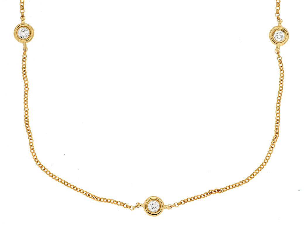 14K Yellow Gold Diamond By The Yard Necklace