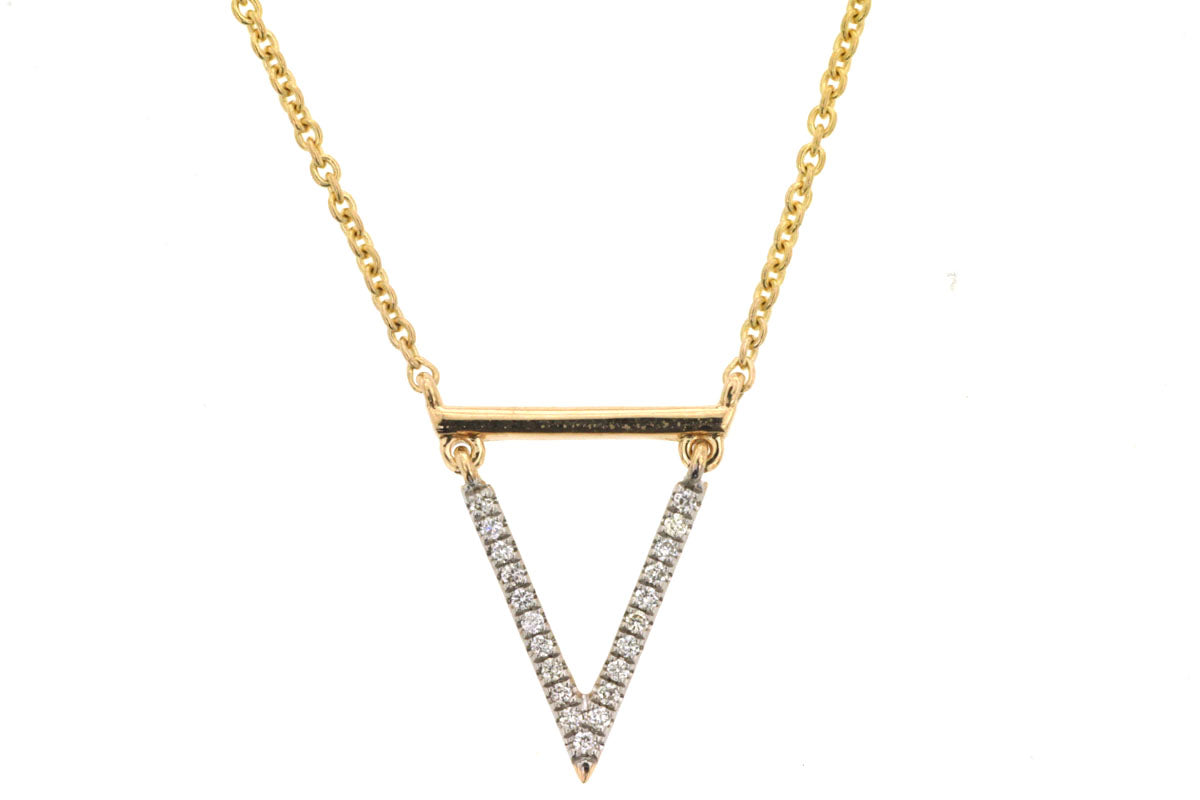 14K Yellow Gold Triangle & Diamond Necklace