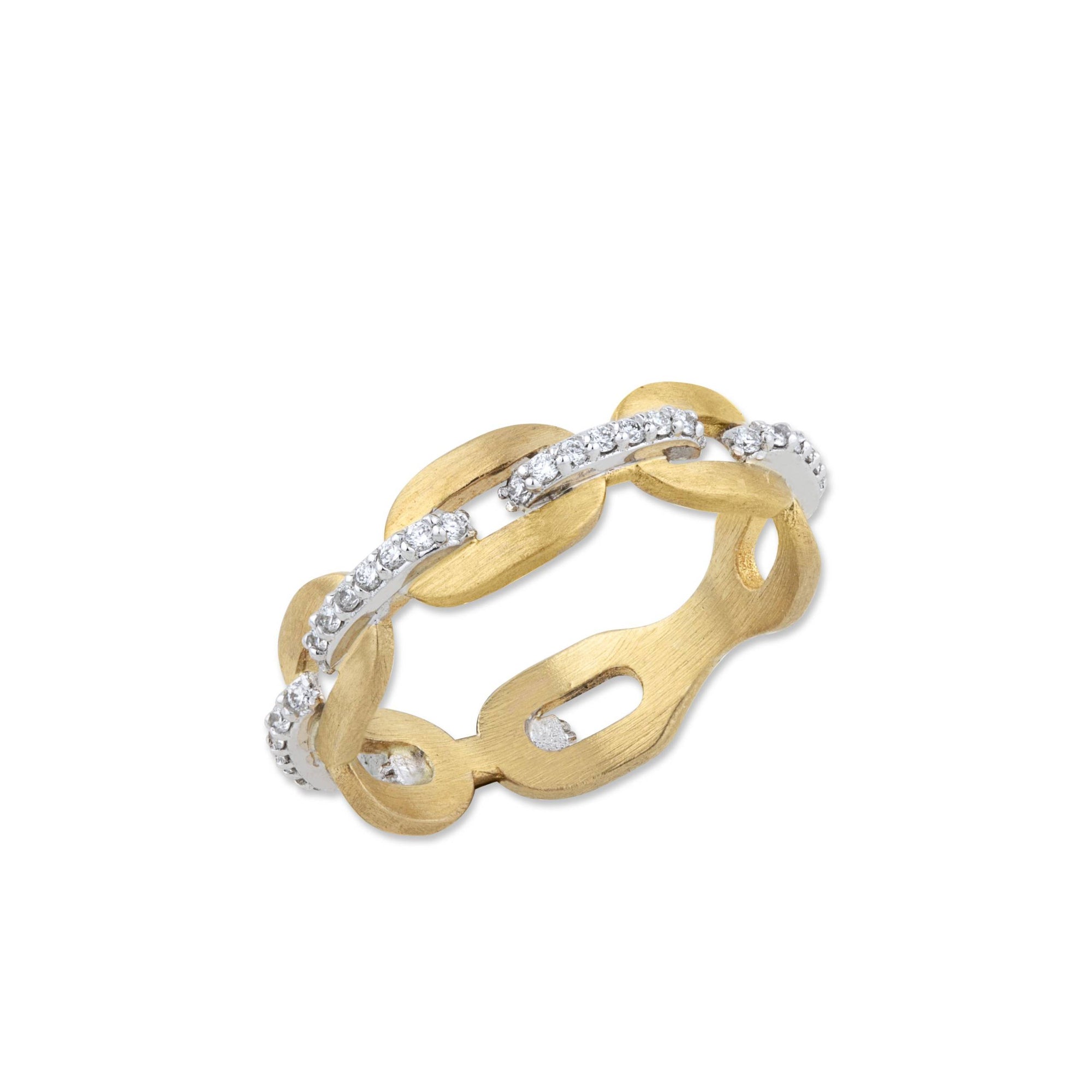 Lika Behar 22K Yellow & 18K White Gold “Chill-Link” Diamond Ring