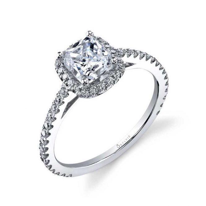 Sylvie Angelika - Cushion Cut Halo Engagement Ring SY395