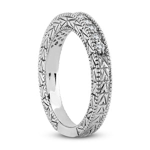 14K White Gold Milgrain Diamond Ring