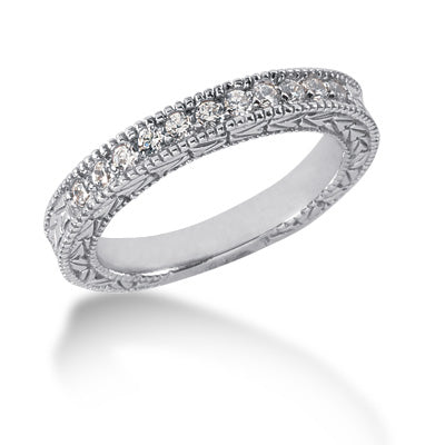 14K White Gold Milgrain Diamond Ring