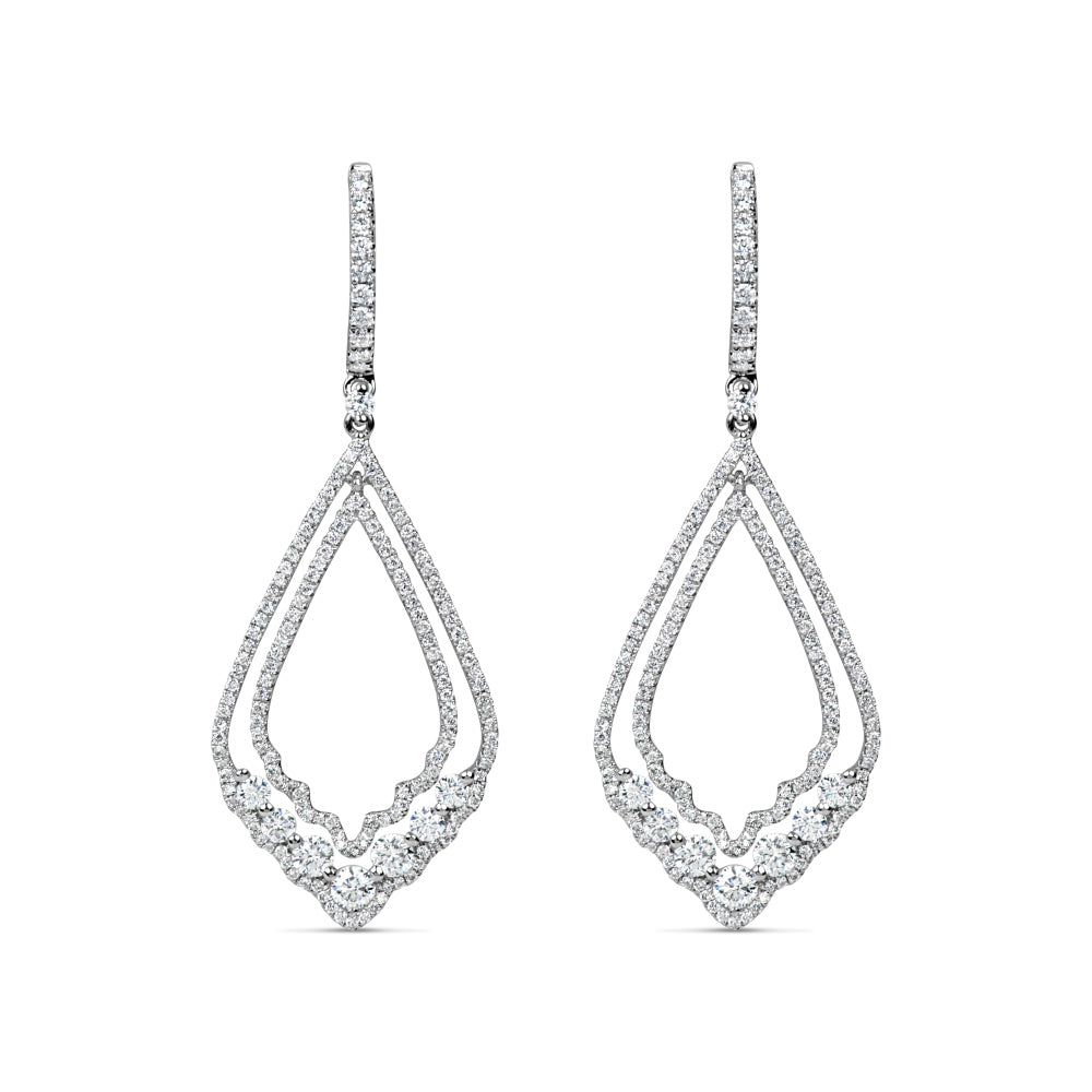 18K White Gold Diamond Chandelier Drop Earrings