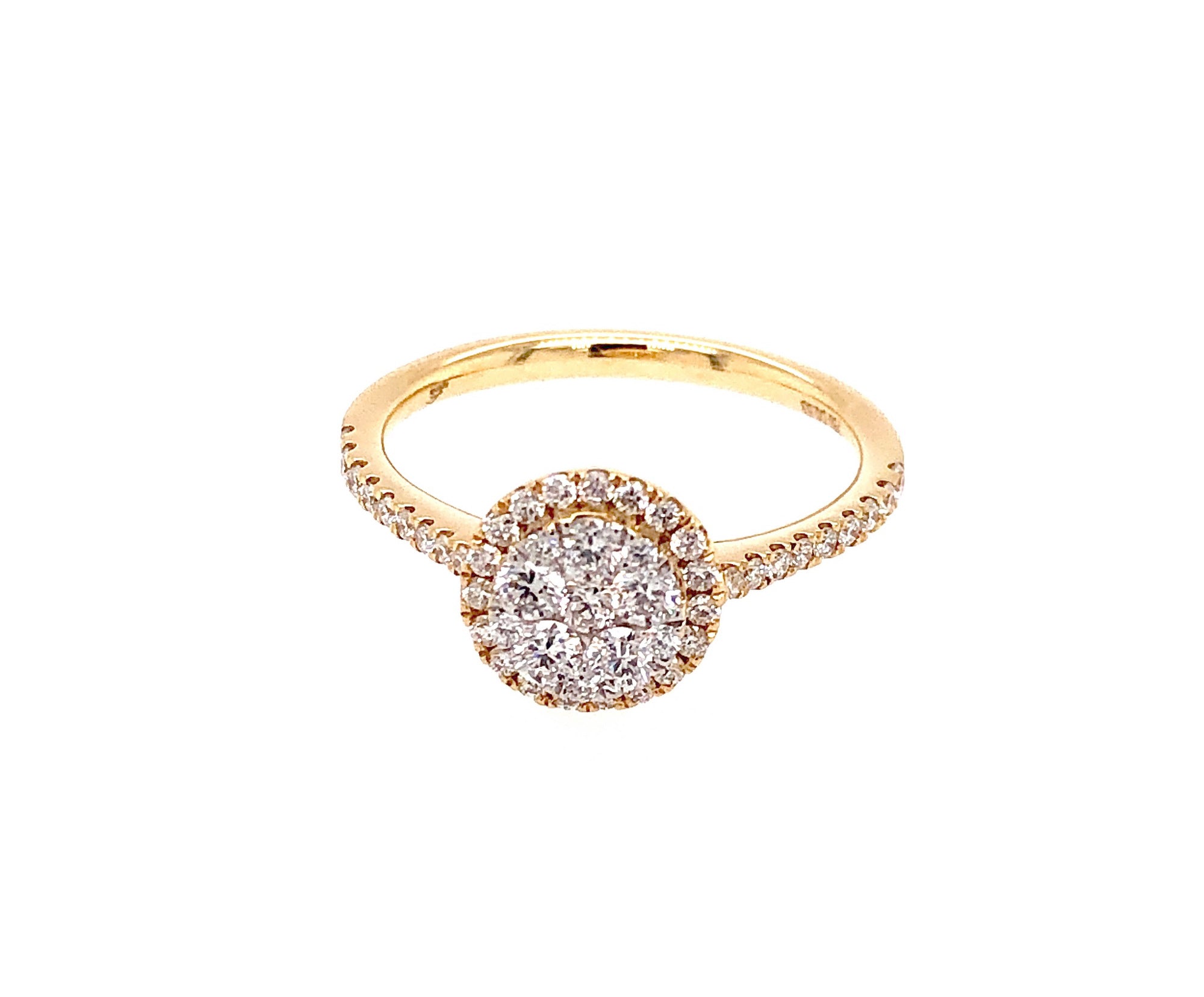 18K Yellow Gold Diamond Cluster Ring