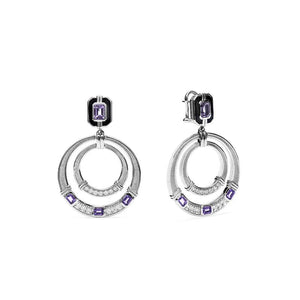 Judith Ripka Sterling Silver Amethyst & Diamond Circular Drop Adrienne Earrings