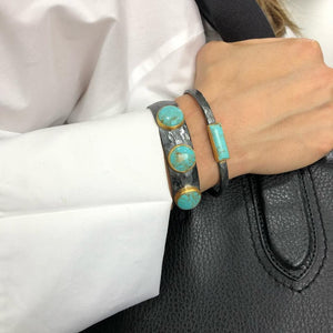 Lika Behar 24K Gold & Sterling Silver Kingman Turquoise Katya Cuff Bracelet