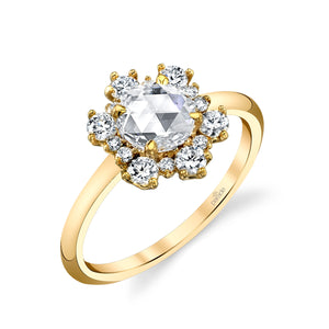 18K Yellow Gold Rose Cut Diamond Cluster Ring
