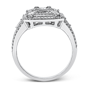 18K White Gold Diamond Mosaic Ring with Double Row Halo by Simon G. Jewelry