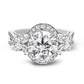 18K White Gold Diamond Floral Design Split Shank Engagement Ring by Simon G. Jewelry