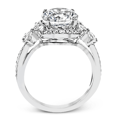 18K White Gold Diamond Floral Design Split Shank Engagement Ring by Simon G. Jewelry