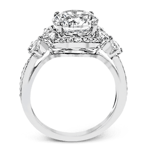 18K White Gold Diamond Floral Design Split Shank Engagement Ring by Simon G. Jewelry
