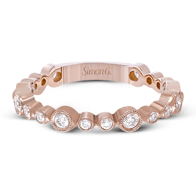 18K Rose Gold Diamond Bezel Stackable Ring by Simon G. Jewelry