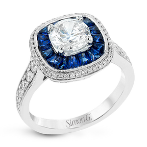 Simon G. 18K White Gold Sapphire & Diamond Ring