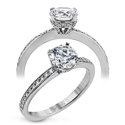 18K White Gold Diamond Engagement Ring with Hidden Halo by Simon G. Jewelry