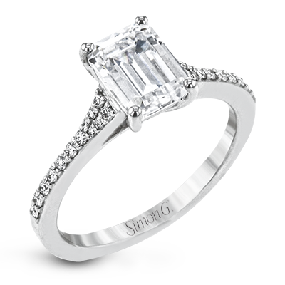 Simon G. 18K White Gold Emerald Cut Diamond Engagement Ring