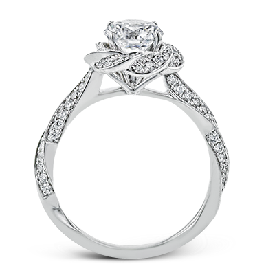 18K White Gold Round Twist Design Diamond Halo Engagement Ring by Simon G. Jewelry
