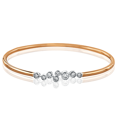 18K Rose & White Gold Diamond Bubble Bangle Bracelet by Simon G. Jewelry